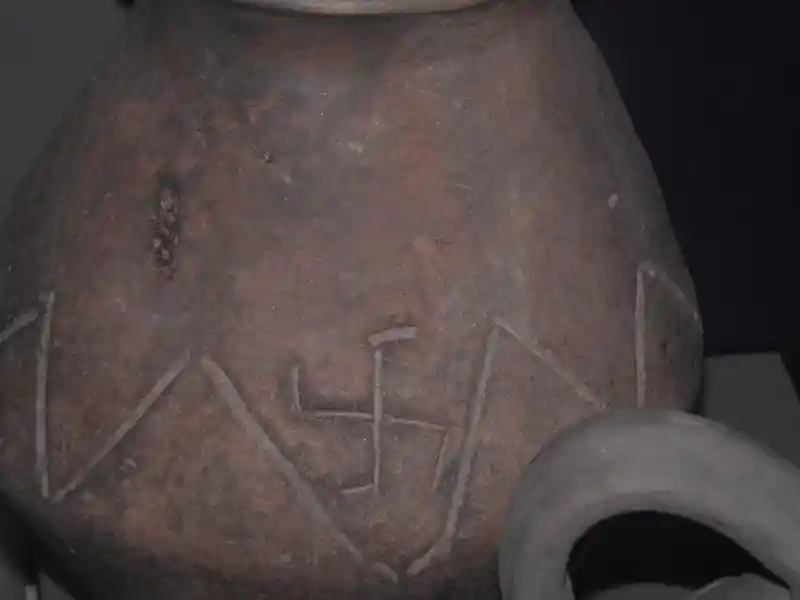 Swastika engraved on a clay vessel
